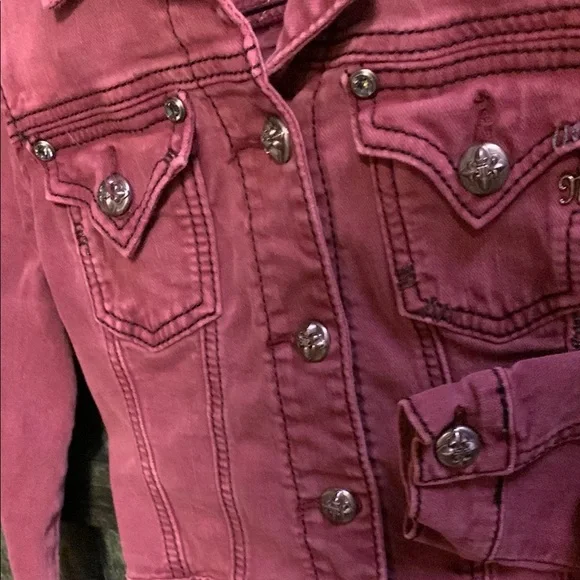 Miss Me Women's Burgundy Jean Jacket - Picture 5 of 6